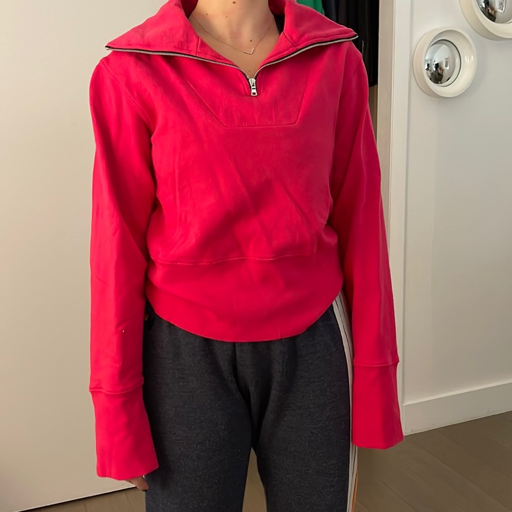 Fuchsia Cotton Citizen Sweatshirt with Zipper Detailing